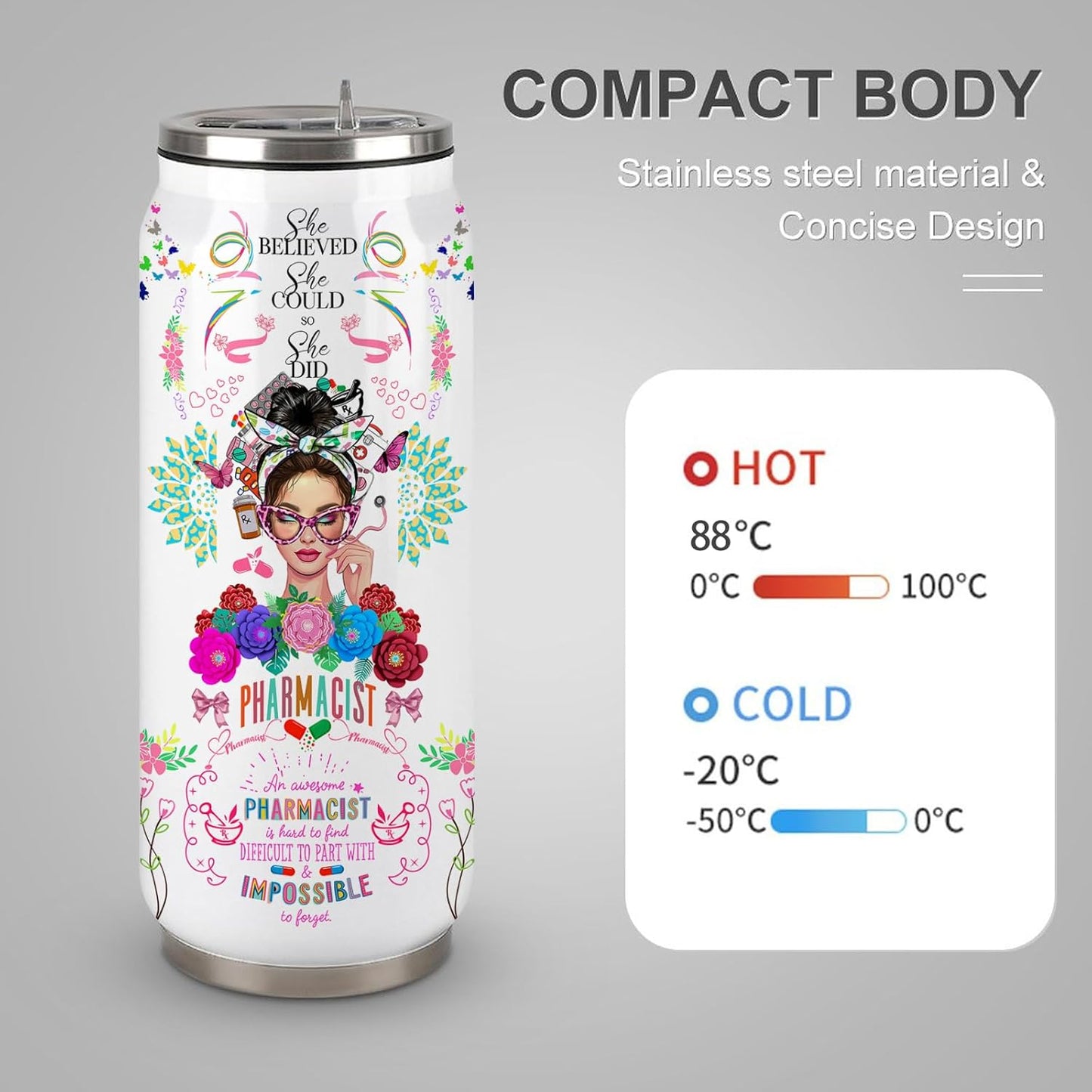 Pharmacist Gifts for Women Girls, Pharmacist Stainless Steel Insulated Tumbler with Straw Lid, Pharmacist Tumbler,Pharmacy Week Appreciation Tumbler Pharmacist Coffee Mug 17 Oz