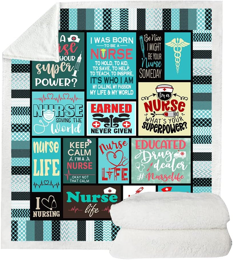 Nurse Gifts Nurses Week Gifts Throw Blanket,Gifts for Nurses,Nurse Gifts for Women Soft Fluffy Sherpa Warm Throw Blankets for Bed, Office and Couch