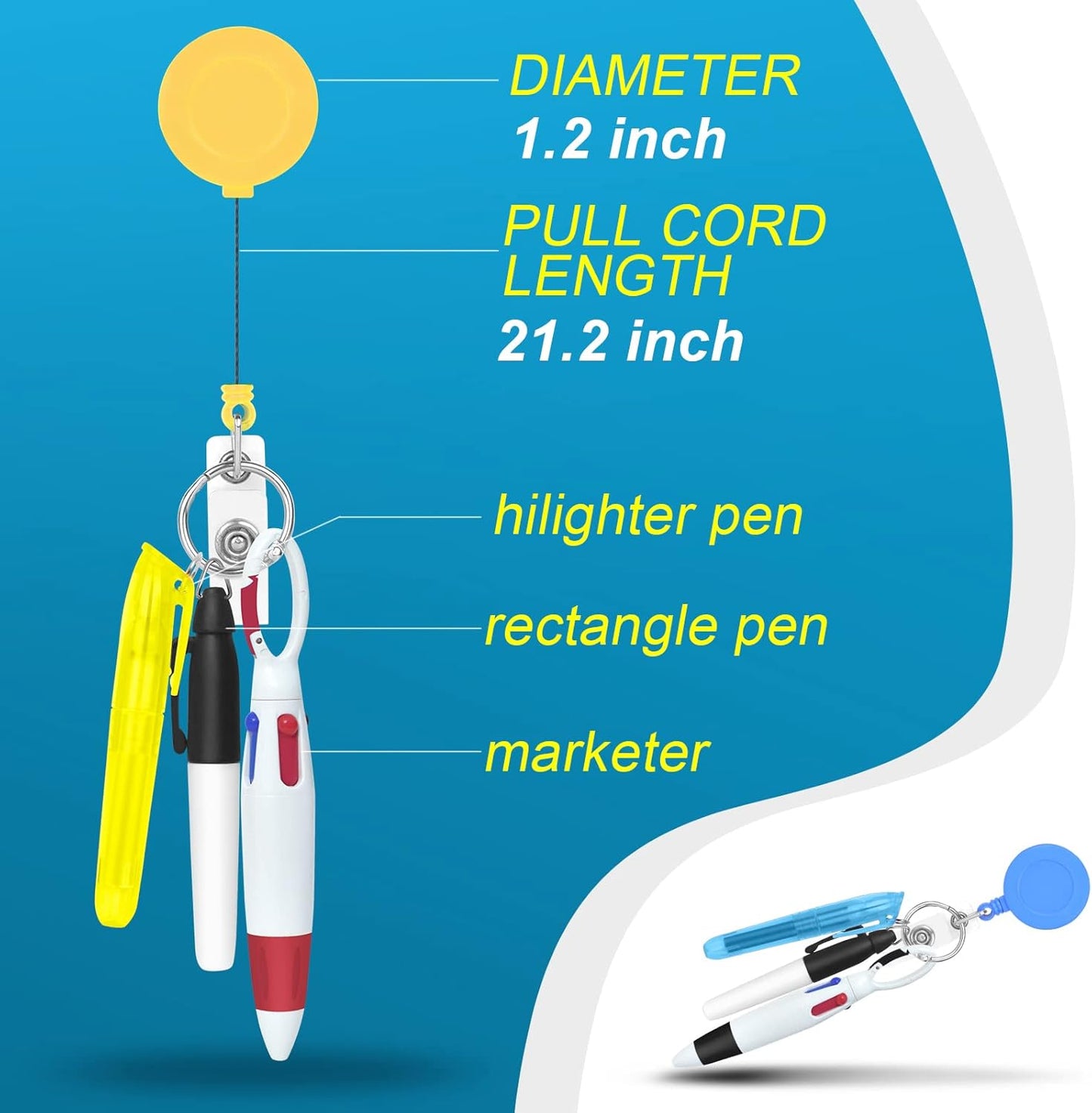 Nurse Pen Set Include 6 Pieces Tip Highlighter 6 Pieces Permanent Marker Pen and 6 Pieces Retractable Ball Pen Pack with 6 Pieces Nurse Badge Clip Retractable ID Name Reels 24 Pieces