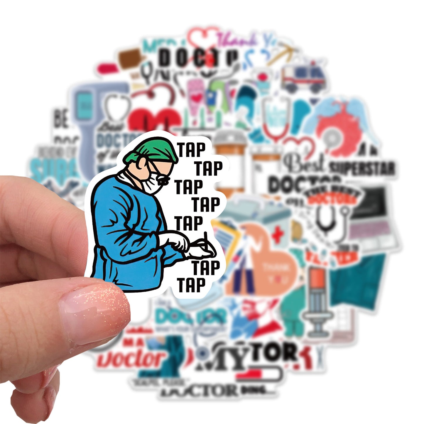 50 Cartoon Professional Doctor Graffiti Stickers