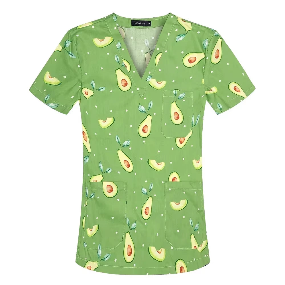 Pharmacist Dentist Veterinary Nurse New Tops Fashion Slim Beauty Scrub Clothes Spa Nurse Pure Cotton Medical Lab Medical Uniform