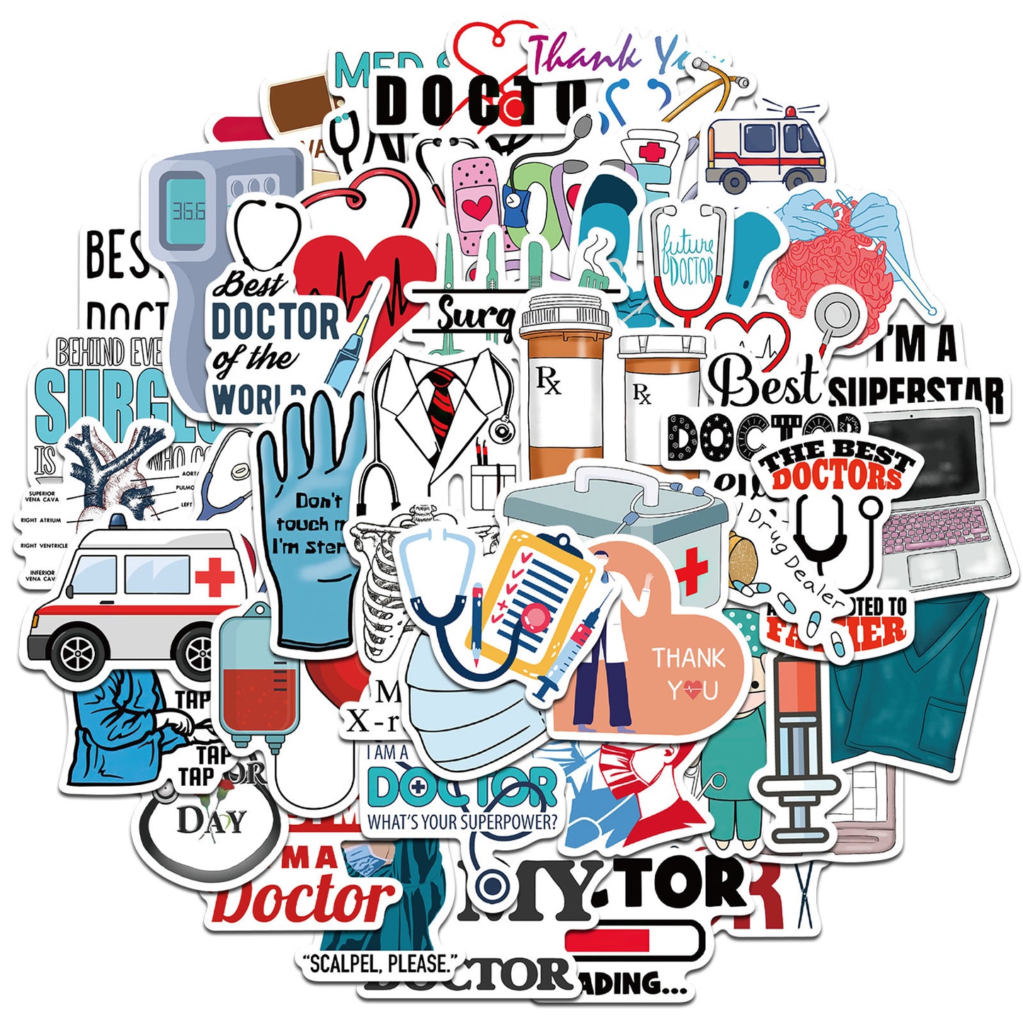 50 Cartoon Professional Doctor Graffiti Stickers