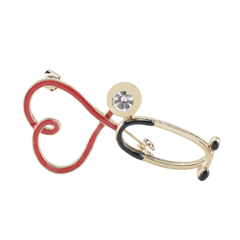 Creative Personality Syringe Syringe Nurse Hat Stethoscope Pin Brooch