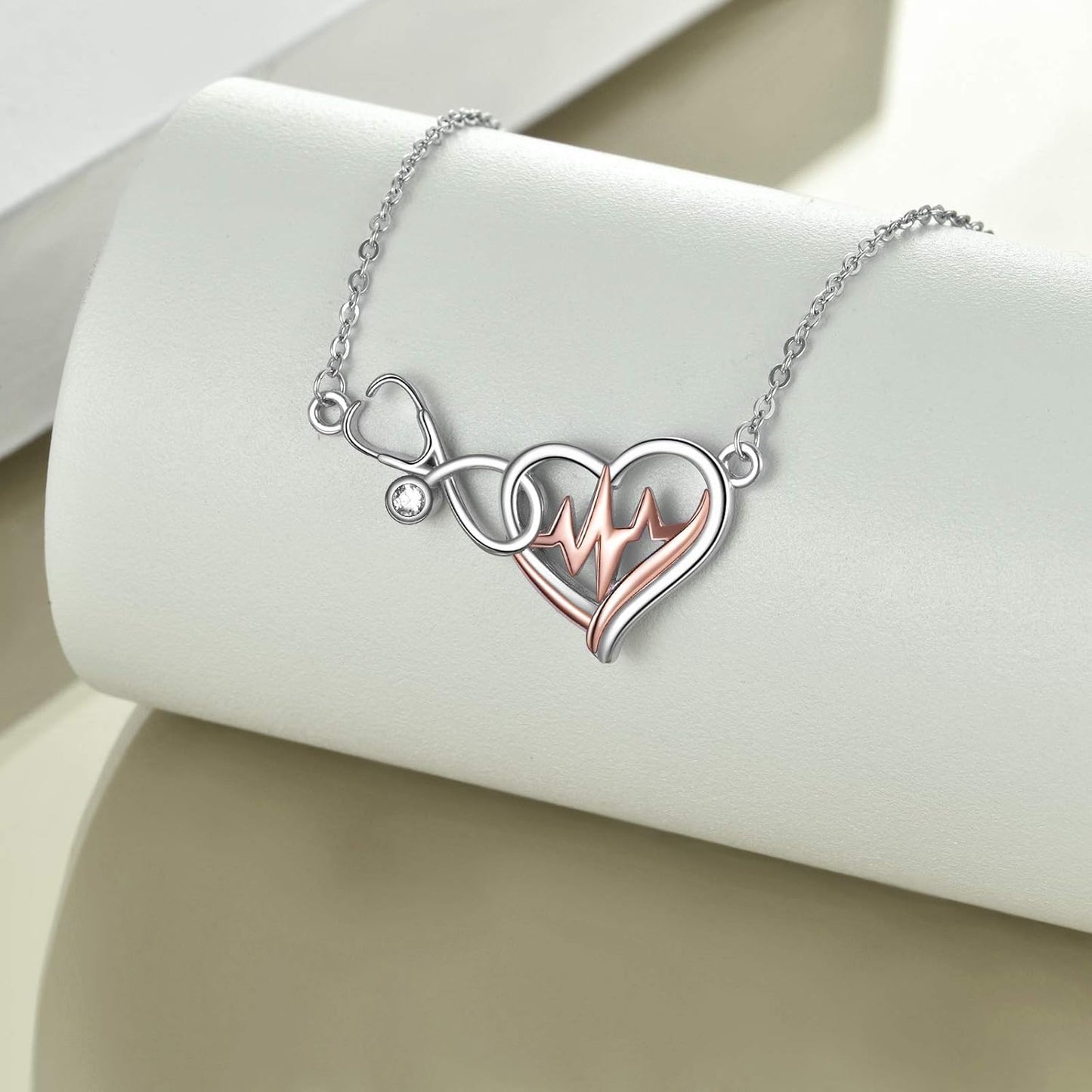 Sterling Silver Nurse Jewelry for Women Stethoscope Necklace Caduceus Necklace Nurse Christmas Gifts Nurse Themed Pendant Doctor Jewelry Graduation Gifts for Medical Student