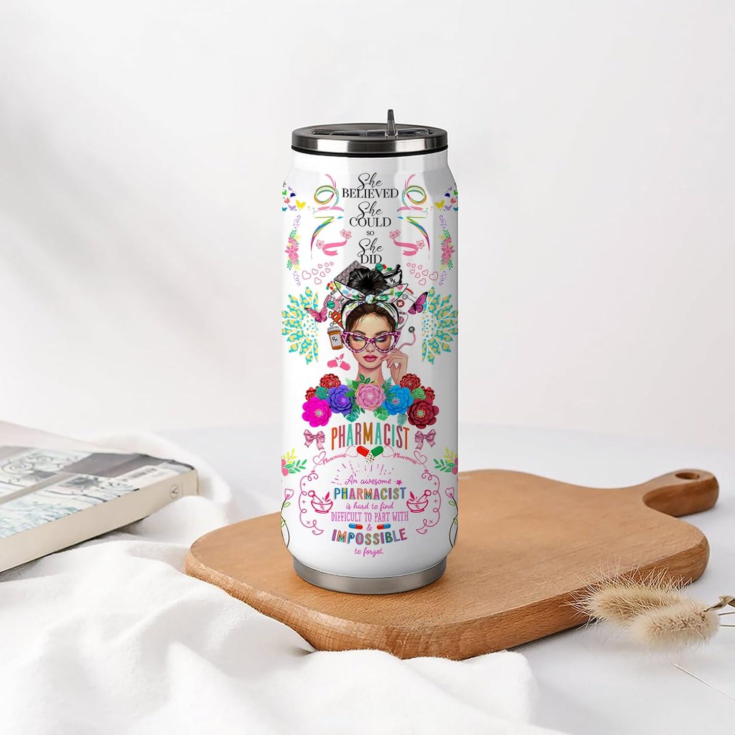 Pharmacist Gifts for Women Girls, Pharmacist Stainless Steel Insulated Tumbler with Straw Lid, Pharmacist Tumbler,Pharmacy Week Appreciation Tumbler Pharmacist Coffee Mug 17 Oz
