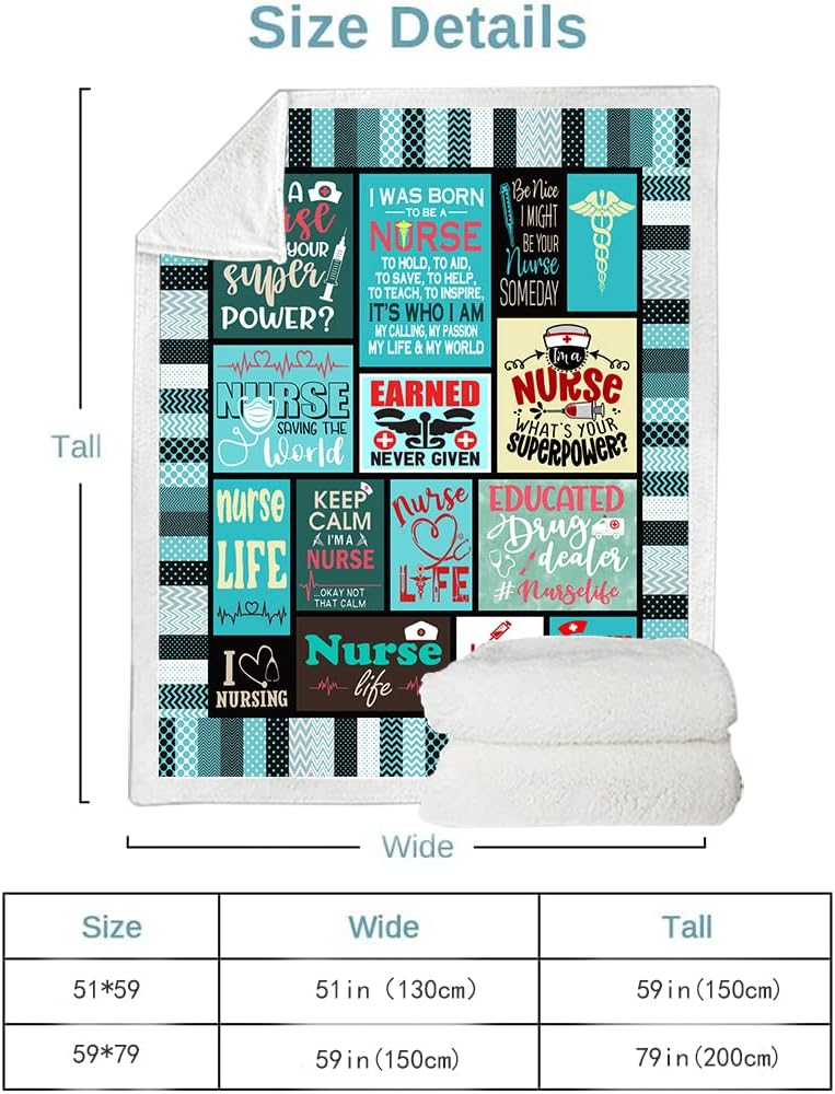 Nurse Gifts Nurses Week Gifts Throw Blanket,Gifts for Nurses,Nurse Gifts for Women Soft Fluffy Sherpa Warm Throw Blankets for Bed, Office and Couch