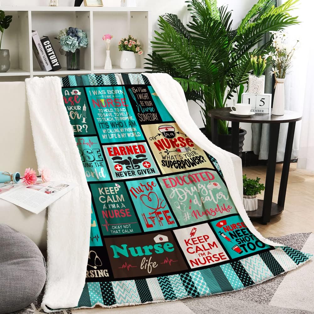 Nurse Gifts Nurses Week Gifts Throw Blanket,Gifts for Nurses,Nurse Gifts for Women Soft Fluffy Sherpa Warm Throw Blankets for Bed, Office and Couch