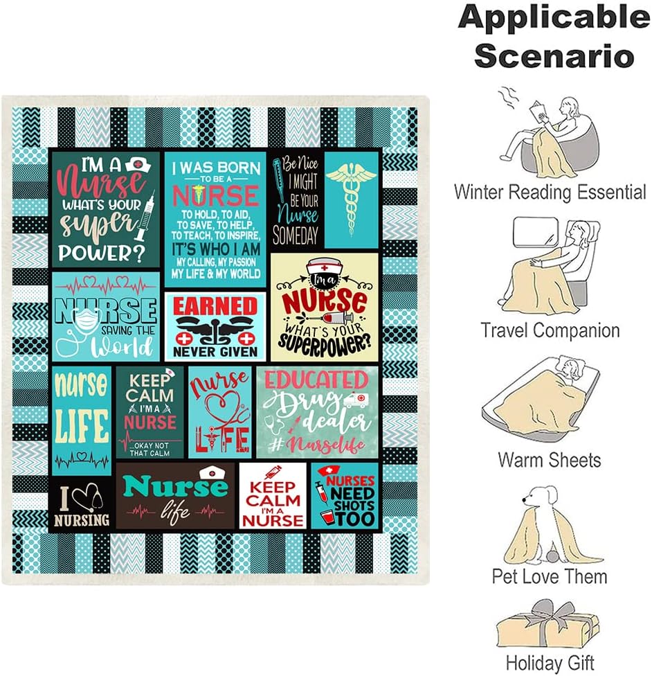 Nurse Gifts Nurses Week Gifts Throw Blanket,Gifts for Nurses,Nurse Gifts for Women Soft Fluffy Sherpa Warm Throw Blankets for Bed, Office and Couch