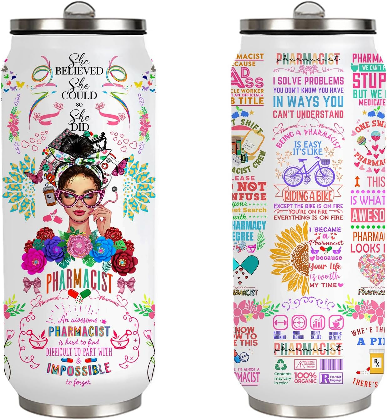 Pharmacist Gifts for Women Girls, Pharmacist Stainless Steel Insulated Tumbler with Straw Lid, Pharmacist Tumbler,Pharmacy Week Appreciation Tumbler Pharmacist Coffee Mug 17 Oz