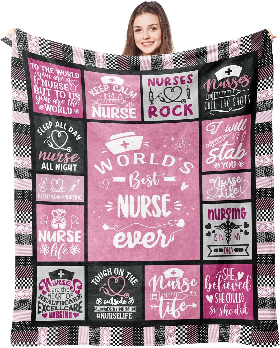 Nurse Gifts Nurses Week Gifts Throw Blanket,Gifts for Nurses,Nurse Gifts for Women Soft Fluffy Sherpa Warm Throw Blankets for Bed, Office and Couch