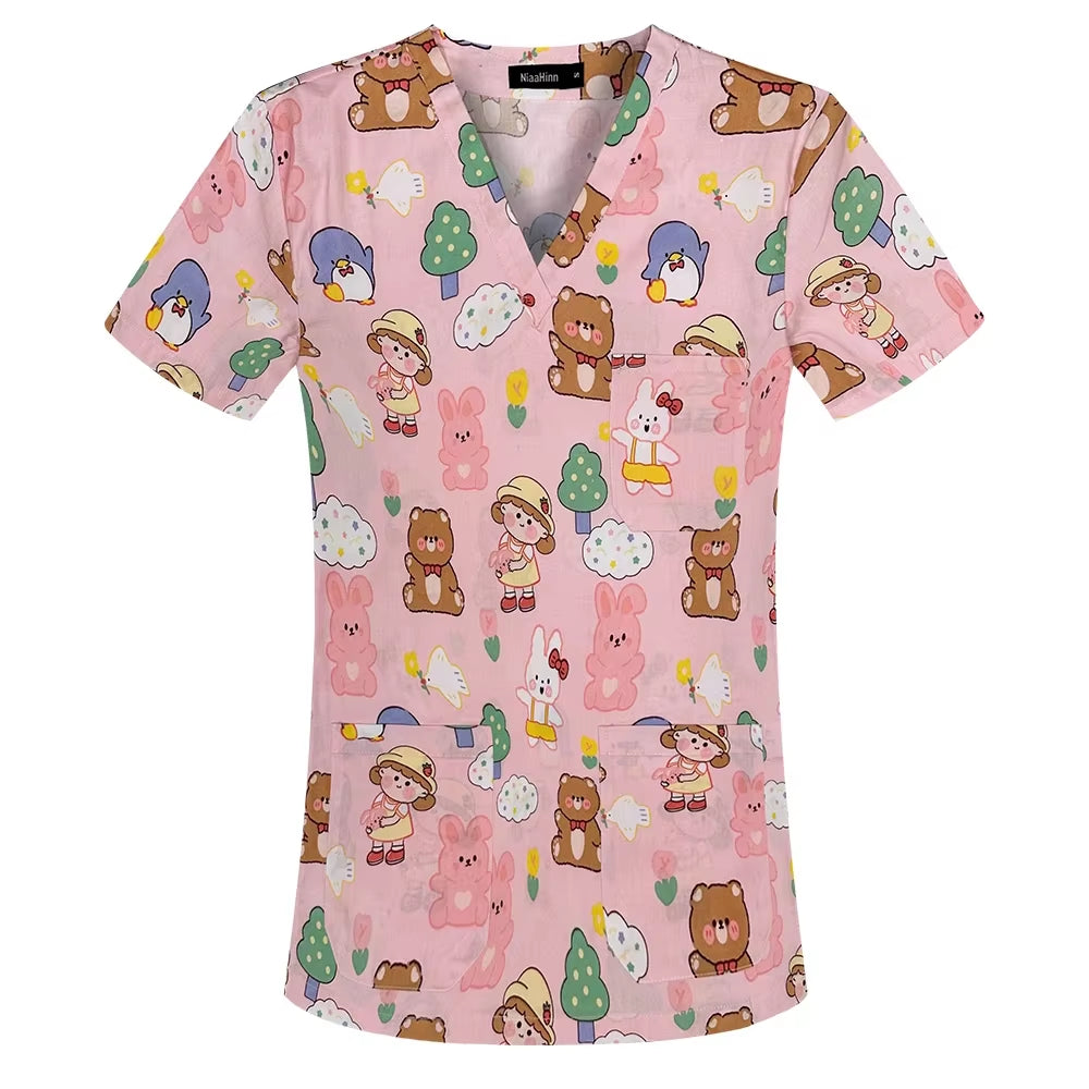 Pharmacist Dentist Veterinary Nurse New Tops Fashion Slim Beauty Scrub Clothes Spa Nurse Pure Cotton Medical Lab Medical Uniform
