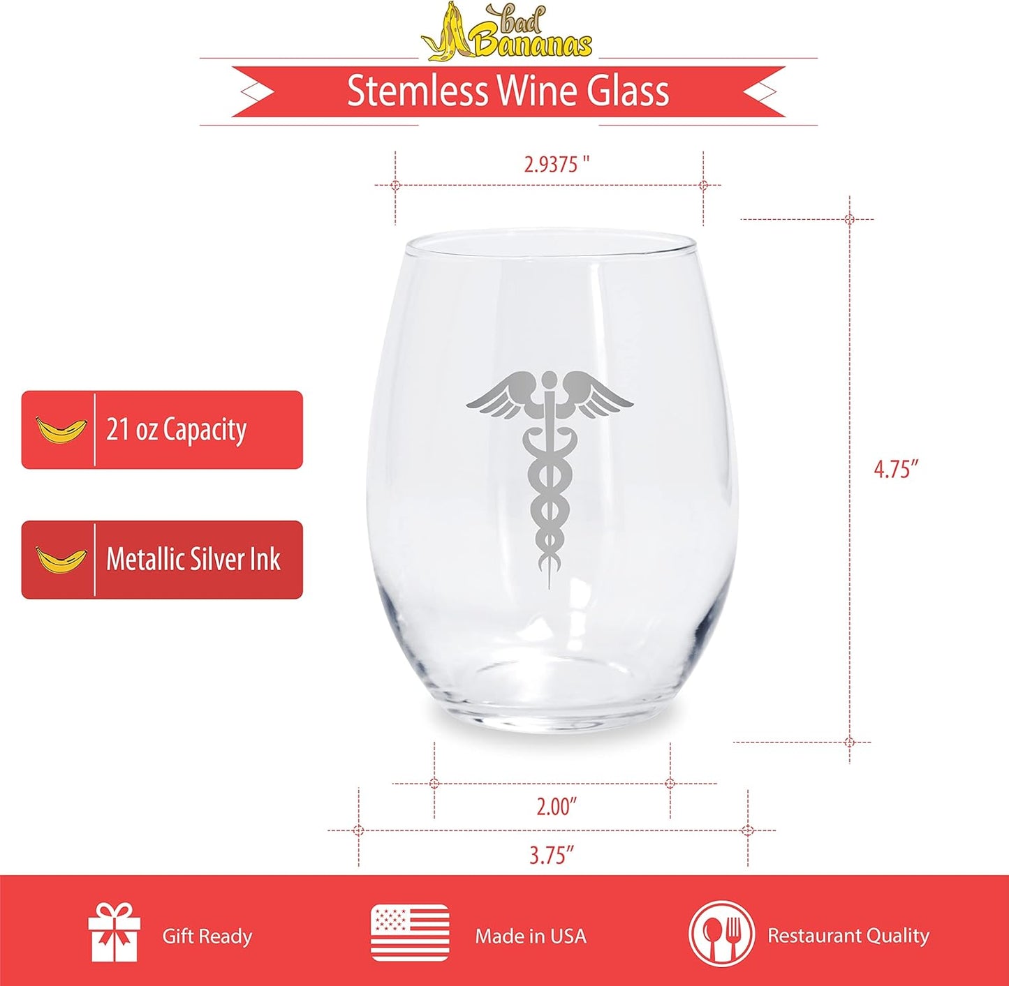 Caduceus - Don'T Even Ask - 21 Oz Stemless Wine Glass - Doctor Gifts - Nurse Gifts for Women, Friend or Coworker