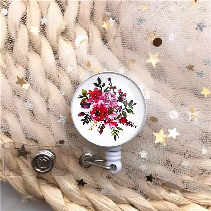 New Design Retractable Nurse Badge Reel Clip Cute Cartoon Pharmacist Heart Stethoscope Doctor Student IC ID Card Badge Holder