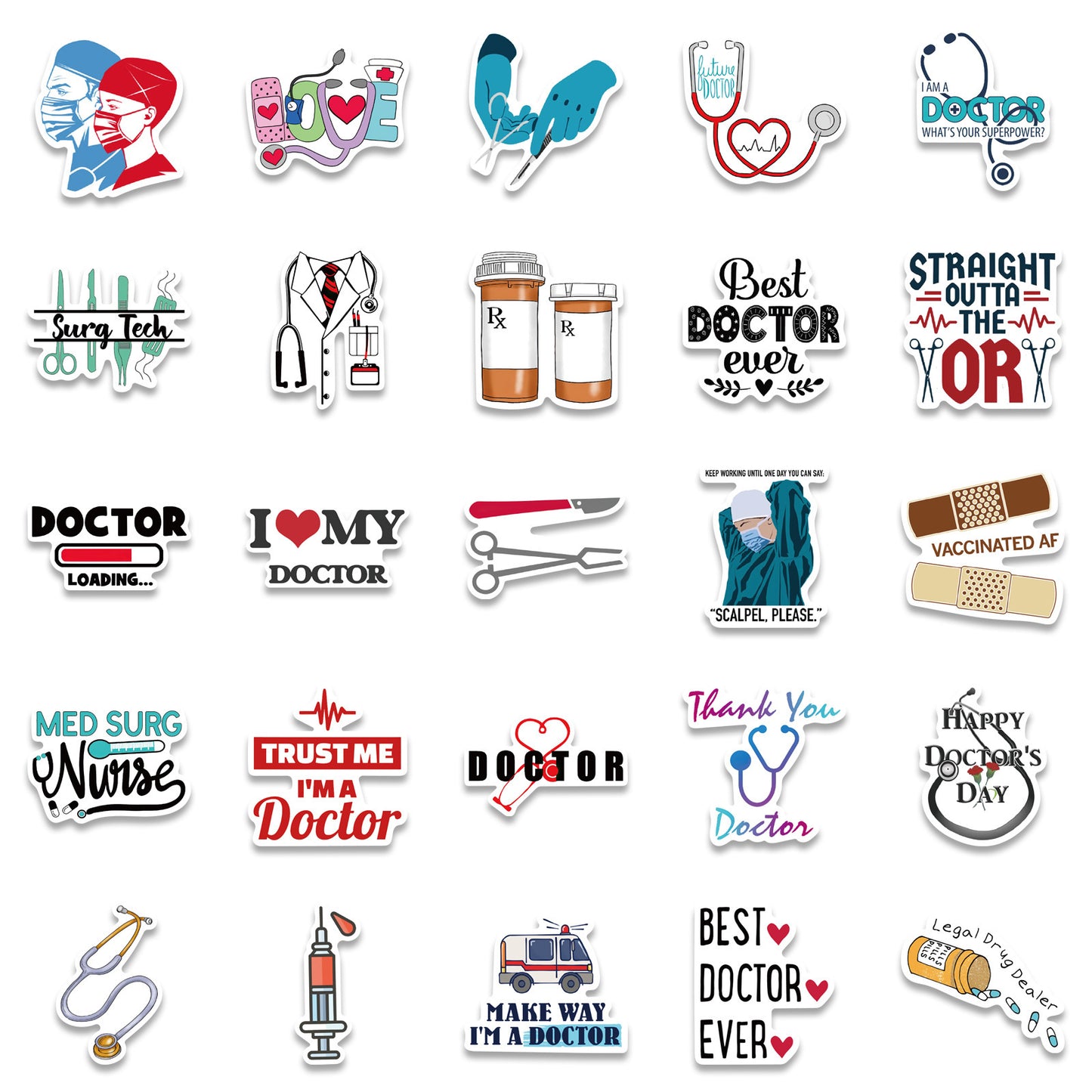 50 Cartoon Professional Doctor Graffiti Stickers