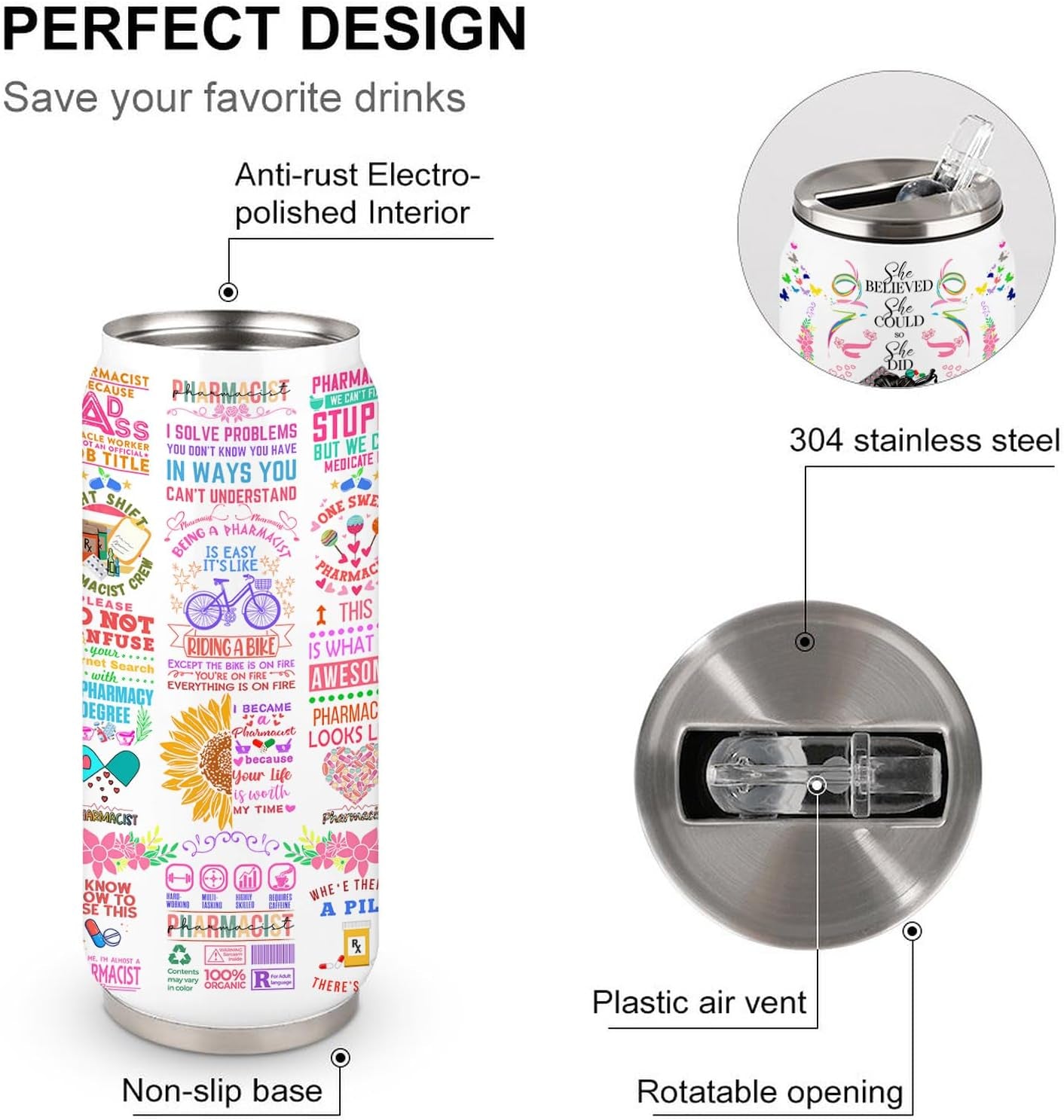 Pharmacist Gifts for Women Girls, Pharmacist Stainless Steel Insulated Tumbler with Straw Lid, Pharmacist Tumbler,Pharmacy Week Appreciation Tumbler Pharmacist Coffee Mug 17 Oz
