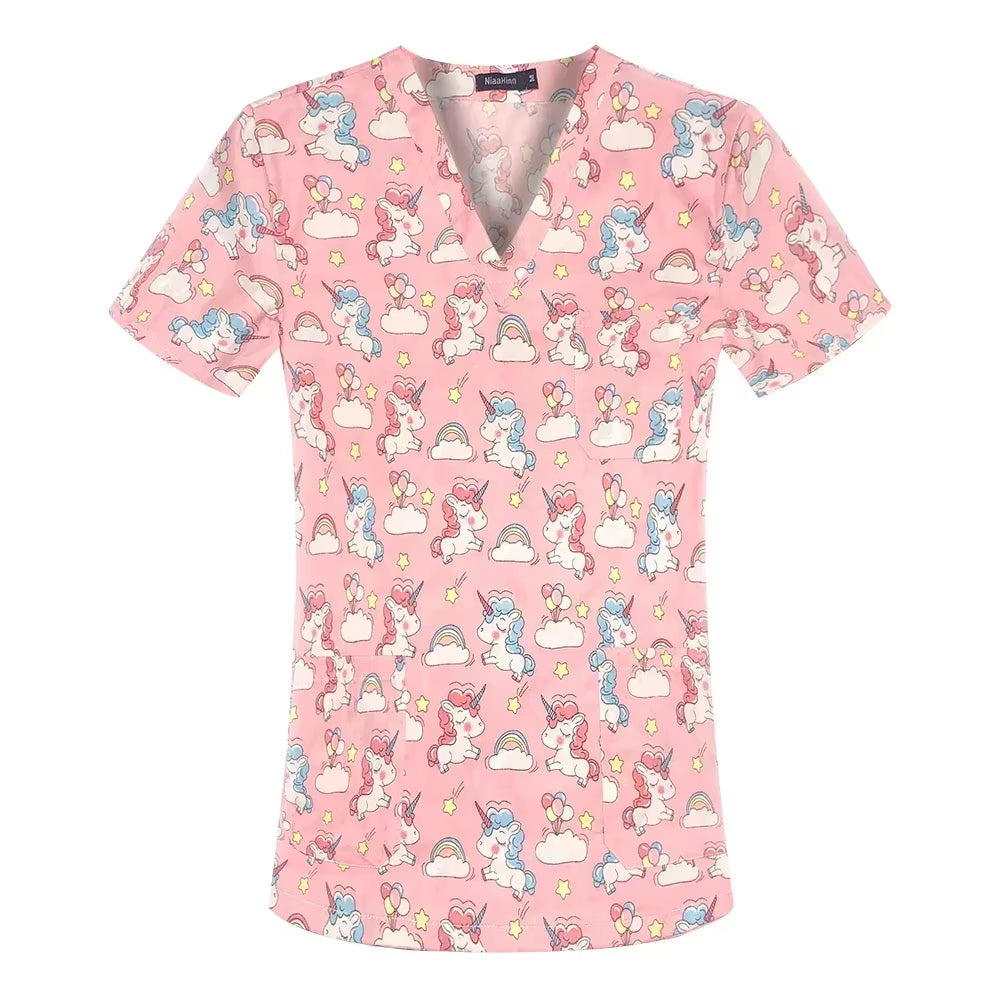 Pharmacist Dentist Veterinary Nurse New Tops Fashion Slim Beauty Scrub Clothes Spa Nurse Pure Cotton Medical Lab Medical Uniform