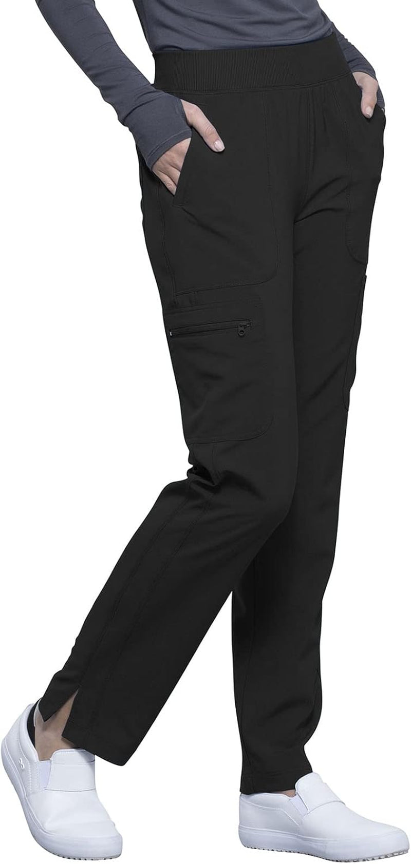 Women'S Scrub Pants Mid Rise Tapered Leg Pull-On Bottoms with Moisture Wicking & 360° Stretch Fabric - CK065A