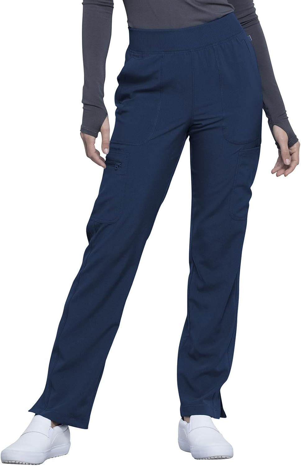Women'S Scrub Pants Mid Rise Tapered Leg Pull-On Bottoms with Moisture Wicking & 360° Stretch Fabric - CK065A