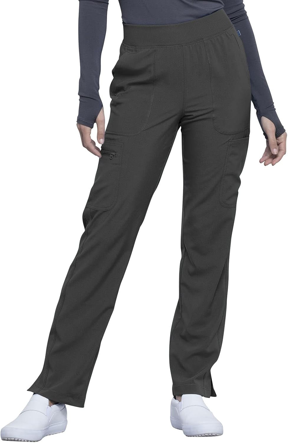 Women'S Scrub Pants Mid Rise Tapered Leg Pull-On Bottoms with Moisture Wicking & 360° Stretch Fabric - CK065A