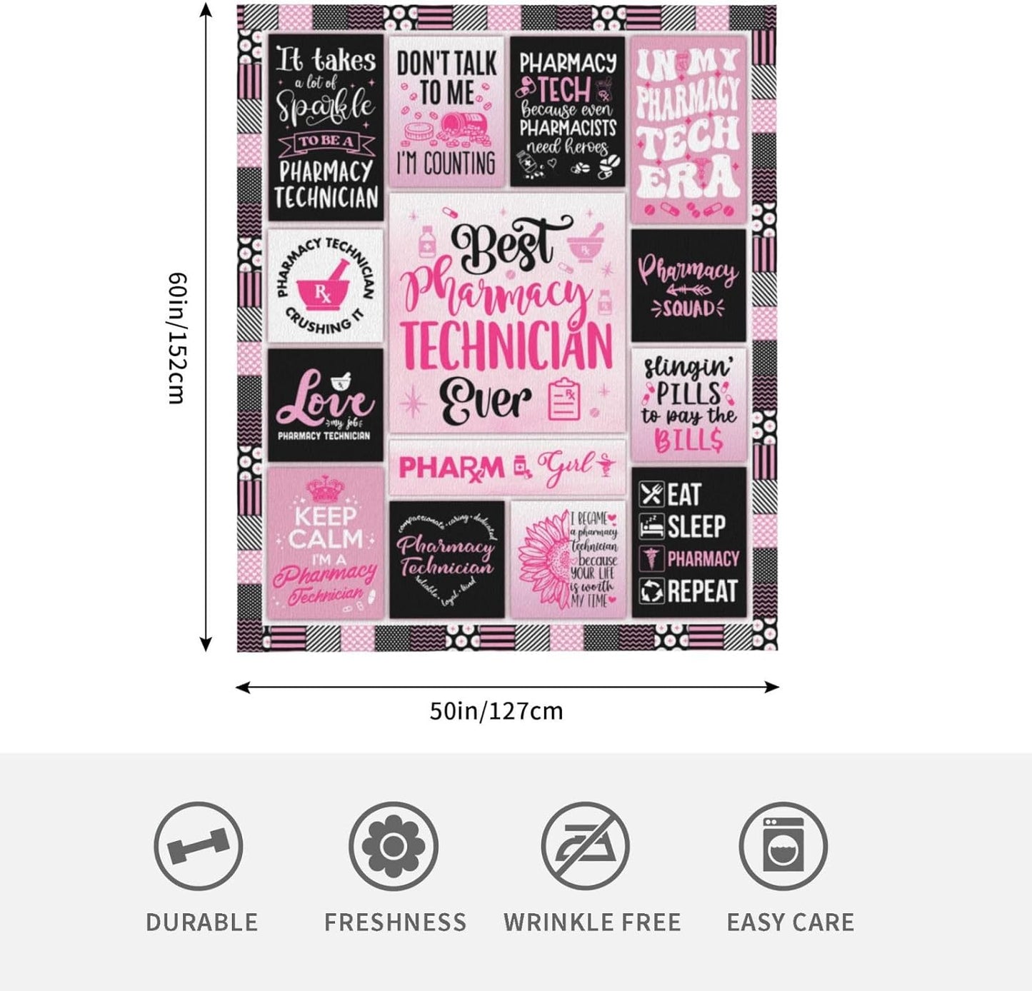 Pharmacy Technician Gifts, Christmas Pharmacy Tech Gifts, Pharmacy Week Gifts, Pharmacy Technician Day Gifts for Women, Gifts for Pharmacy Technician, Pharmacy Tech Appreciation Gift Blanket 60" X 50"
