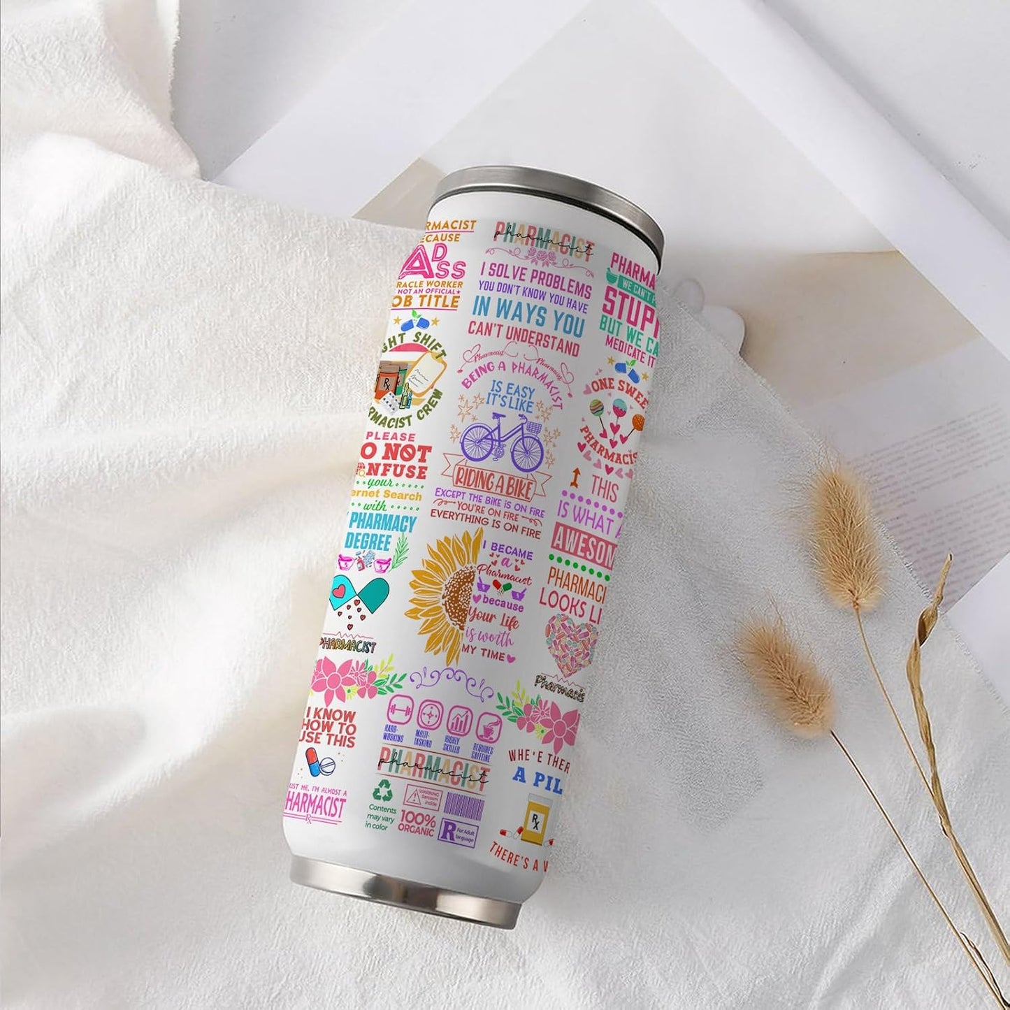 Pharmacist Gifts for Women Girls, Pharmacist Stainless Steel Insulated Tumbler with Straw Lid, Pharmacist Tumbler,Pharmacy Week Appreciation Tumbler Pharmacist Coffee Mug 17 Oz