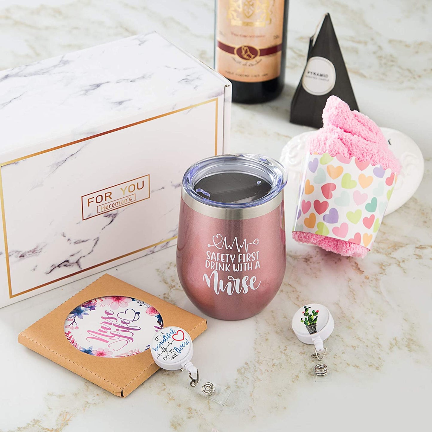 Nurse Gift Box for Women - Nurse Appreciation Gift Set, Nurse Graduation, Nursing School, Nurse Christmas Gifts - Nurse Practitioner, RG Gift - Wine Tumbler Gift Set for Nurse