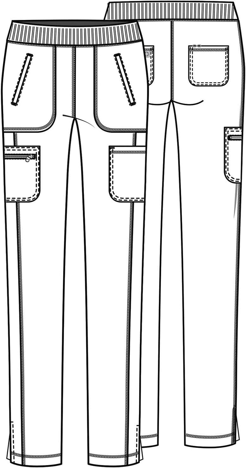 Women'S Scrub Pants Mid Rise Tapered Leg Pull-On Bottoms with Moisture Wicking & 360° Stretch Fabric - CK065A