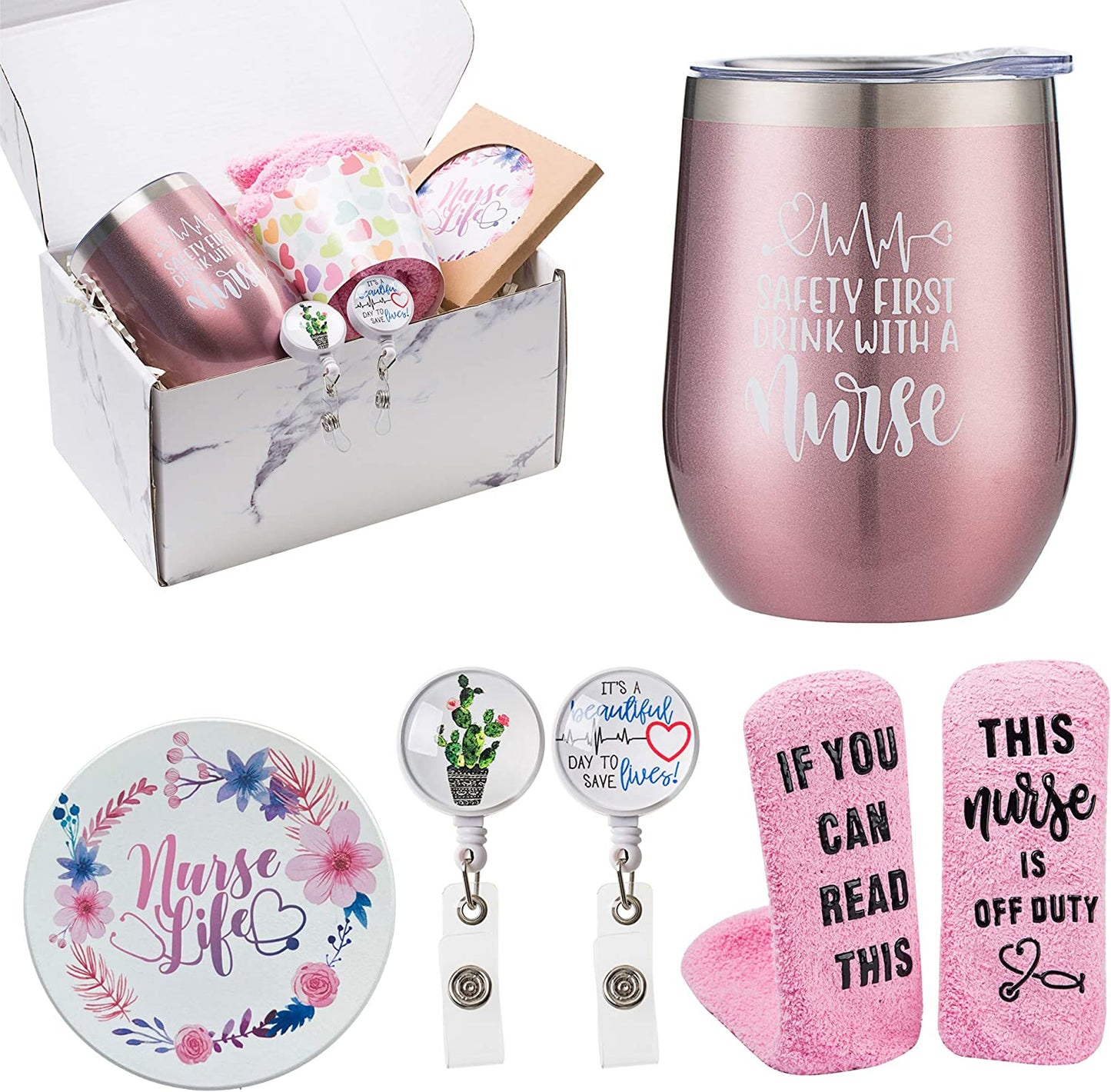 Nurse Gift Box for Women - Nurse Appreciation Gift Set, Nurse Graduation, Nursing School, Nurse Christmas Gifts - Nurse Practitioner, RG Gift - Wine Tumbler Gift Set for Nurse