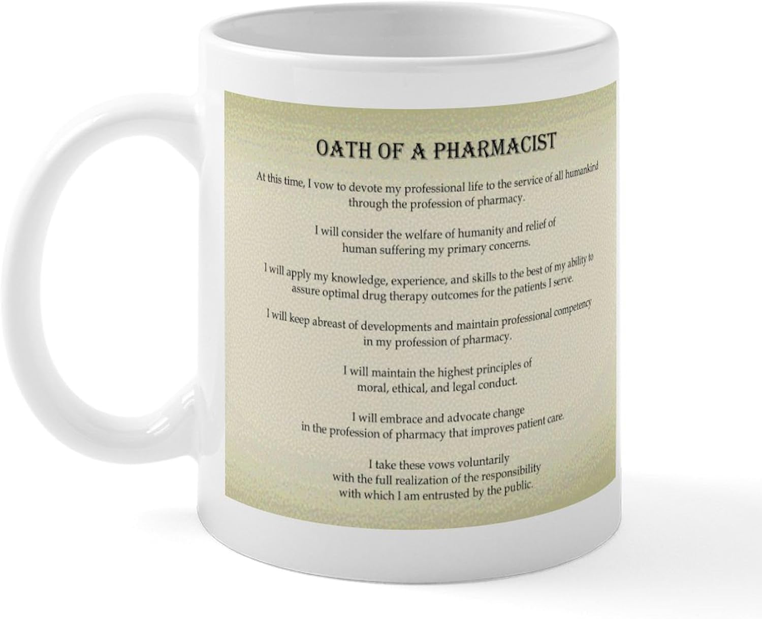 Pharmacist Oath Mug 11 Oz (325 Ml) Ceramic Coffee Mug