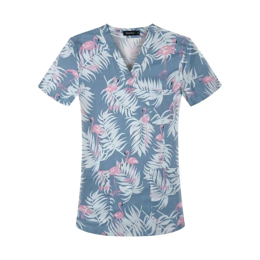 Pharmacist Dentist Veterinary Nurse New Tops Fashion Slim Beauty Scrub Clothes Spa Nurse Pure Cotton Medical Lab Medical Uniform