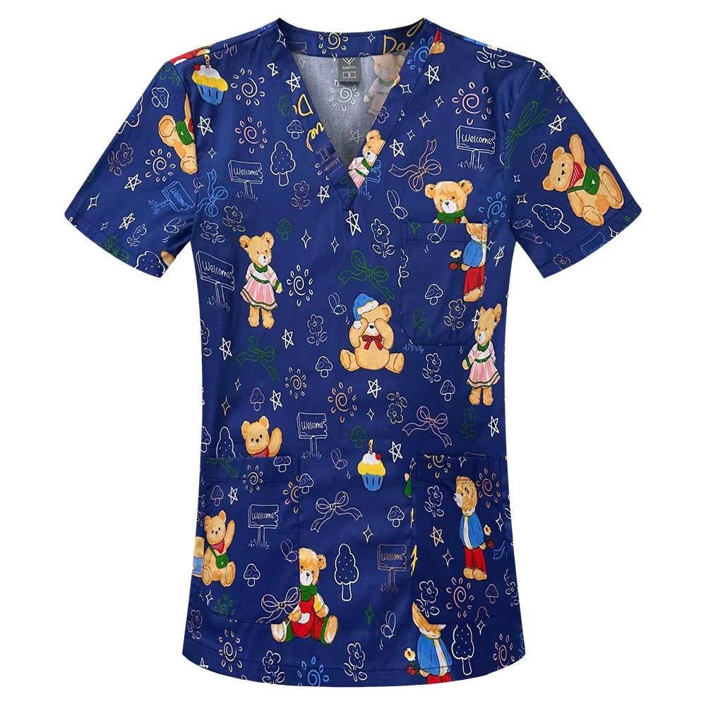 Pharmacist Dentist Veterinary Nurse New Tops Fashion Slim Beauty Scrub Clothes Spa Nurse Pure Cotton Medical Lab Medical Uniform