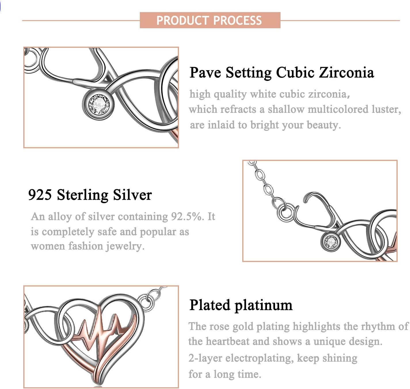 Sterling Silver Nurse Jewelry for Women Stethoscope Necklace Caduceus Necklace Nurse Christmas Gifts Nurse Themed Pendant Doctor Jewelry Graduation Gifts for Medical Student