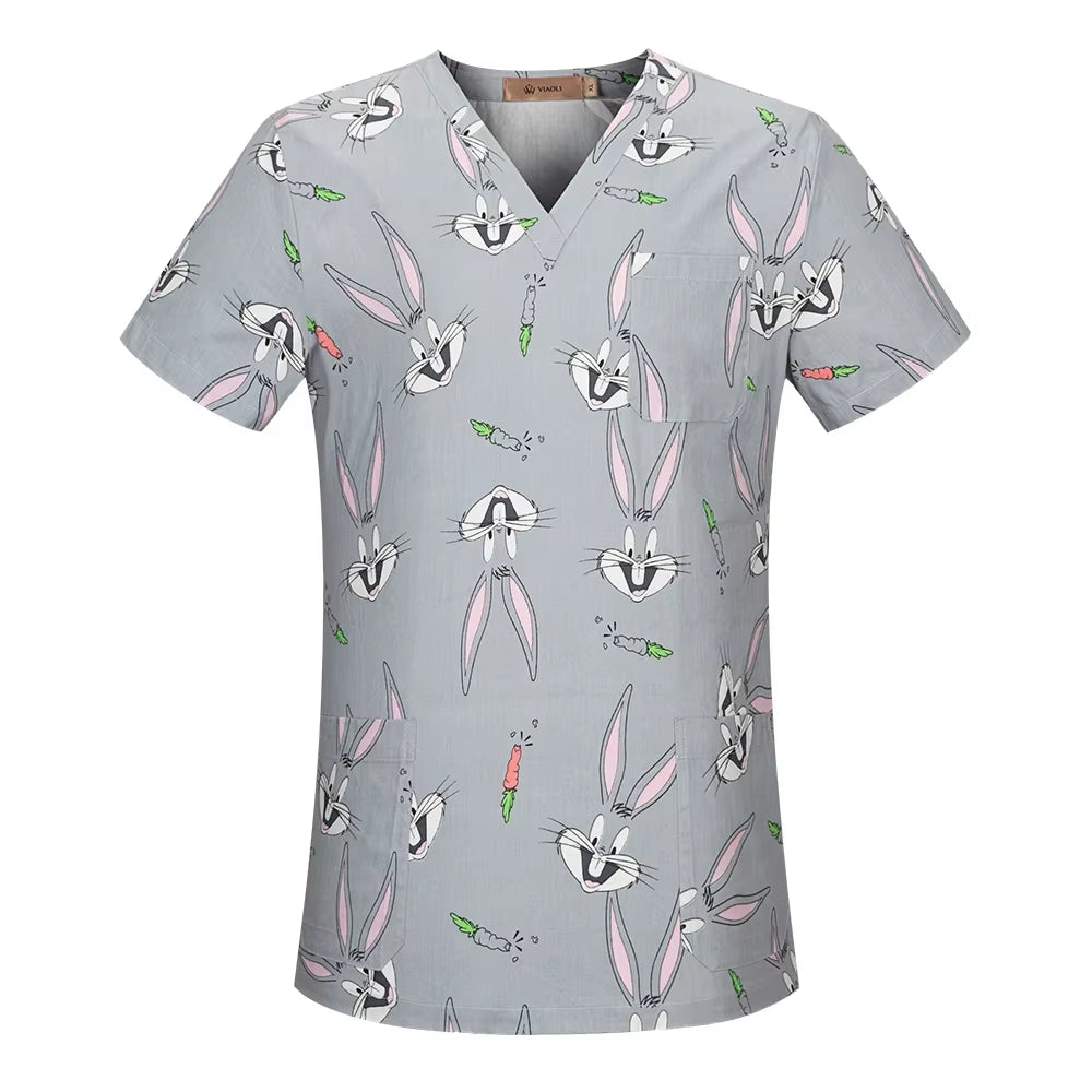 Pharmacist Dentist Veterinary Nurse New Tops Fashion Slim Beauty Scrub Clothes Spa Nurse Pure Cotton Medical Lab Medical Uniform