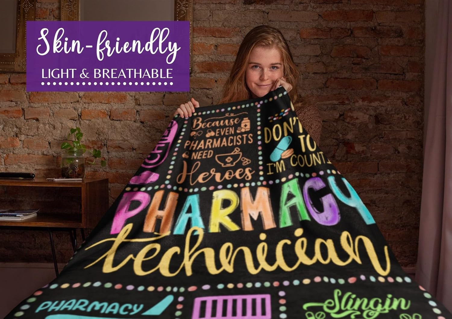 Pharmacy Technician Gifts, Throw Blanket for Pharmacy Tech for Christmas, Birthday - 50" X 65"
