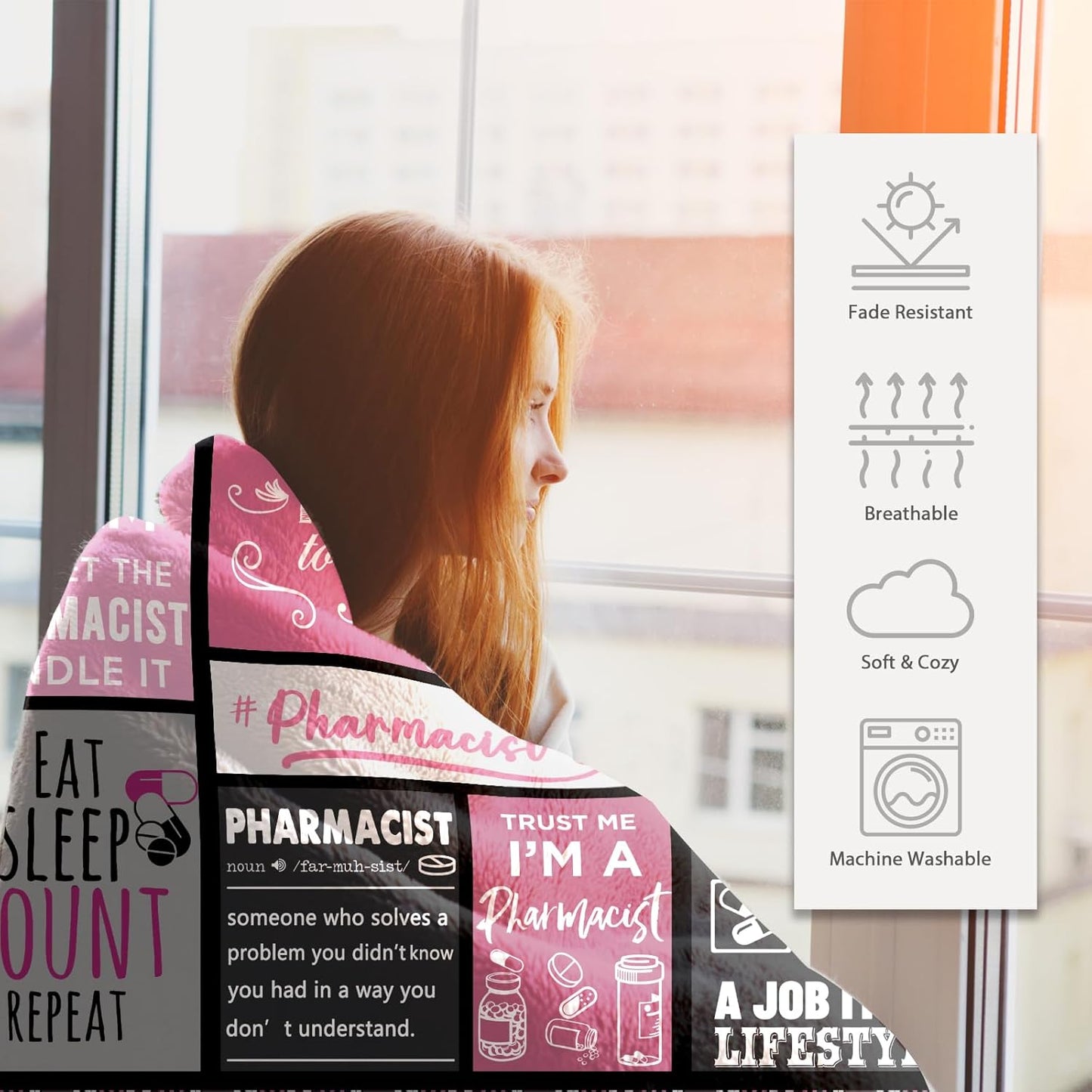 Pharmacist Gifts, Pharmacist Gifts for Women, Pharmacy Technician Appreciation Gifts, Pharmacist Graduation Gifts, Pharmacist Retirement Soft Throws Blankets 60"X 50"