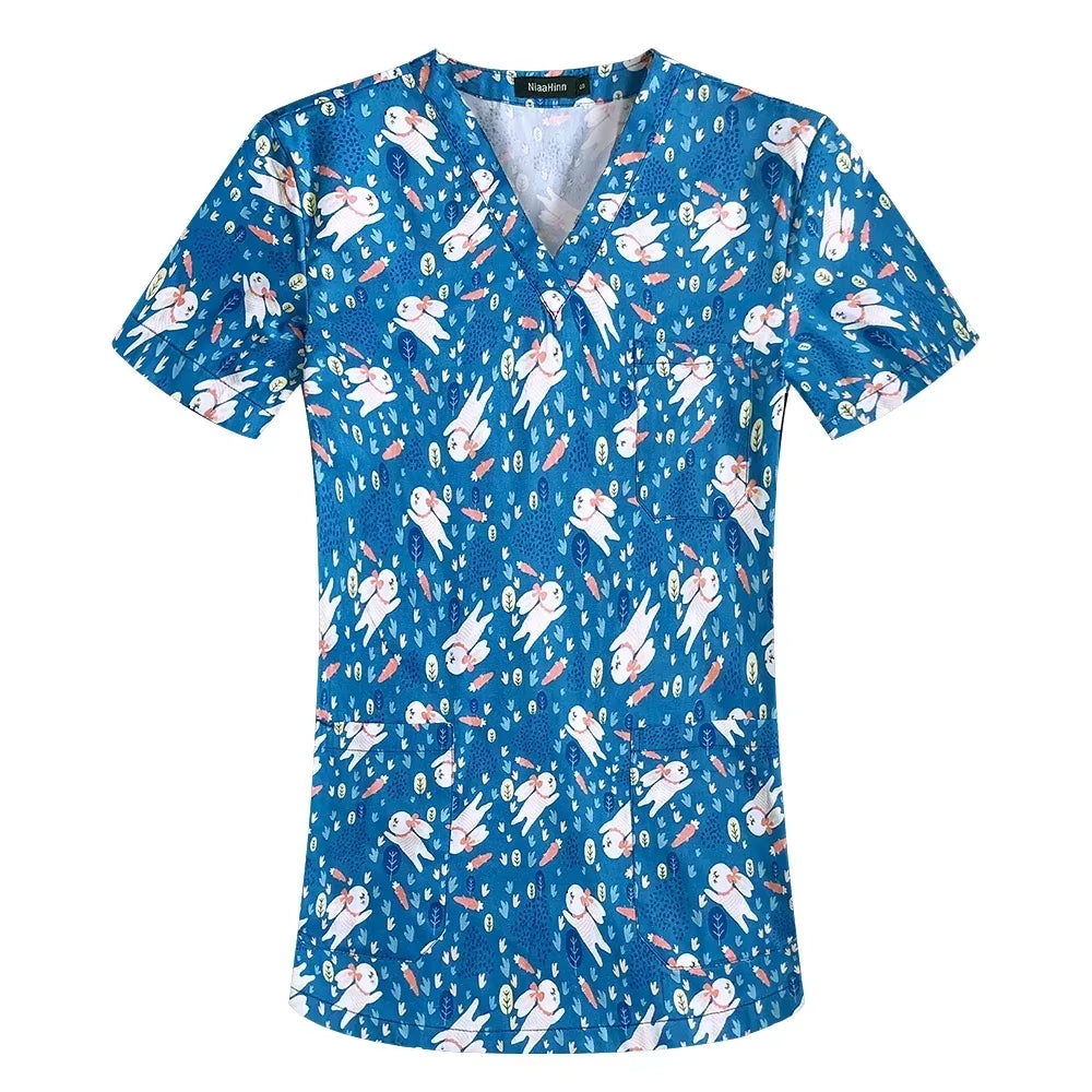 Pharmacist Dentist Veterinary Nurse New Tops Fashion Slim Beauty Scrub Clothes Spa Nurse Pure Cotton Medical Lab Medical Uniform