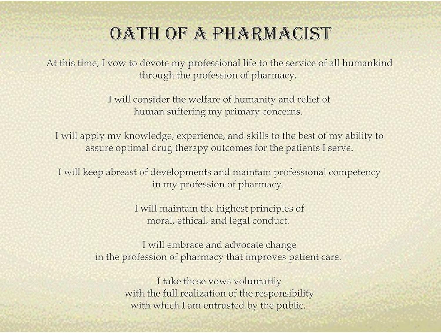 Pharmacist Oath Mug 11 Oz (325 Ml) Ceramic Coffee Mug