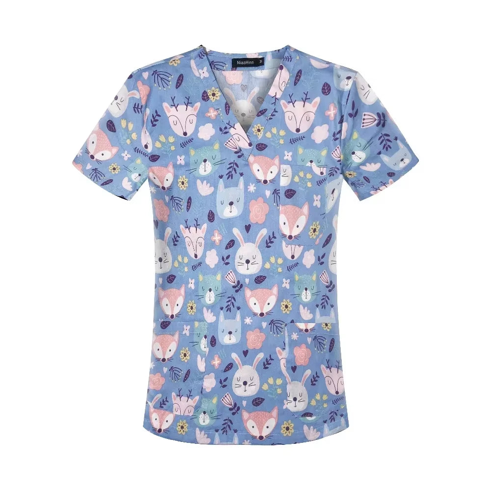 Pharmacist Dentist Veterinary Nurse New Tops Fashion Slim Beauty Scrub Clothes Spa Nurse Pure Cotton Medical Lab Medical Uniform