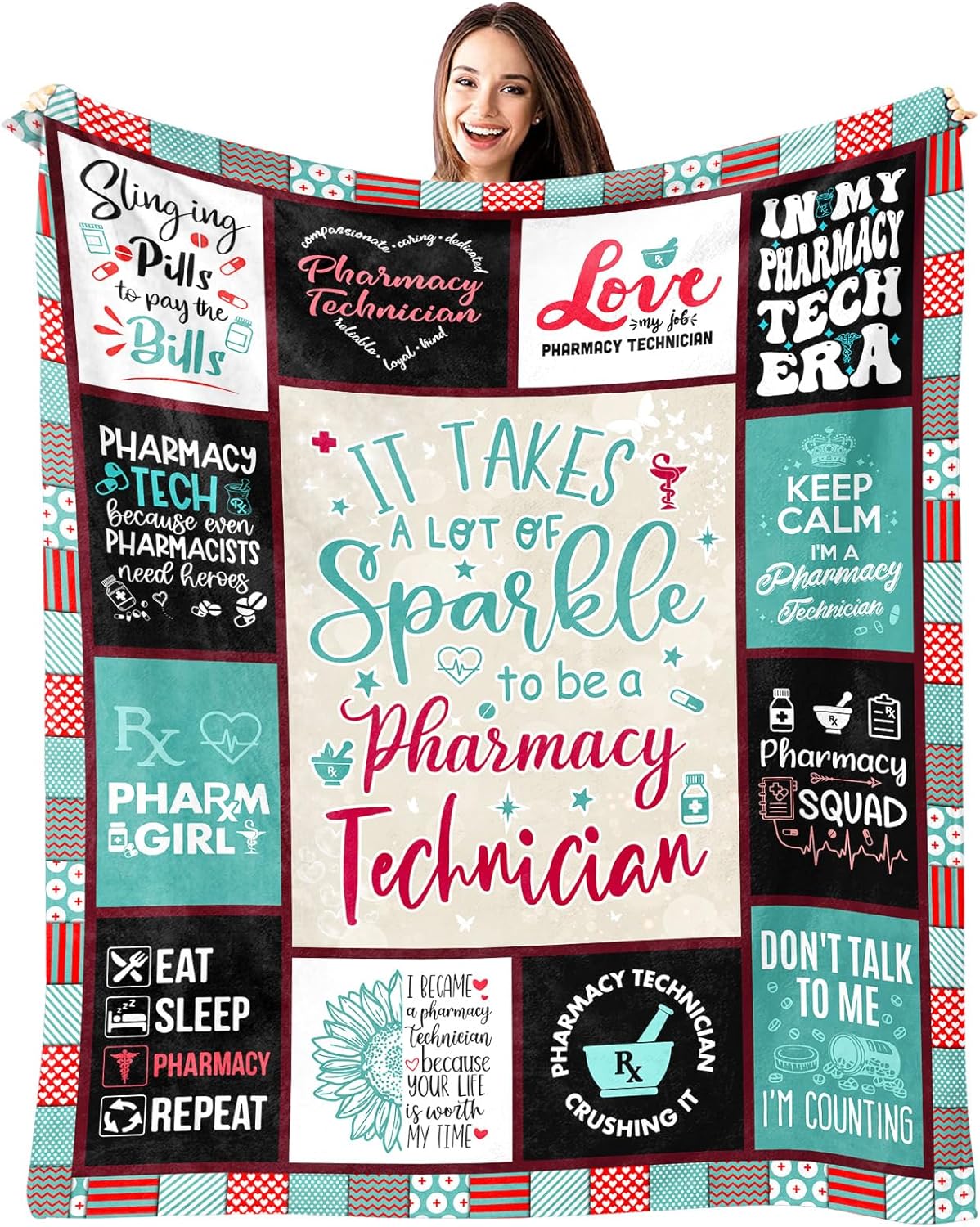 Pharmacy Technician Gifts, Christmas Pharmacy Tech Gifts, Pharmacy Week Gifts, Pharmacy Technician Day Gifts for Women, Gifts for Pharmacy Technician, Pharmacy Tech Appreciation Gift Blanket 60" X 50"