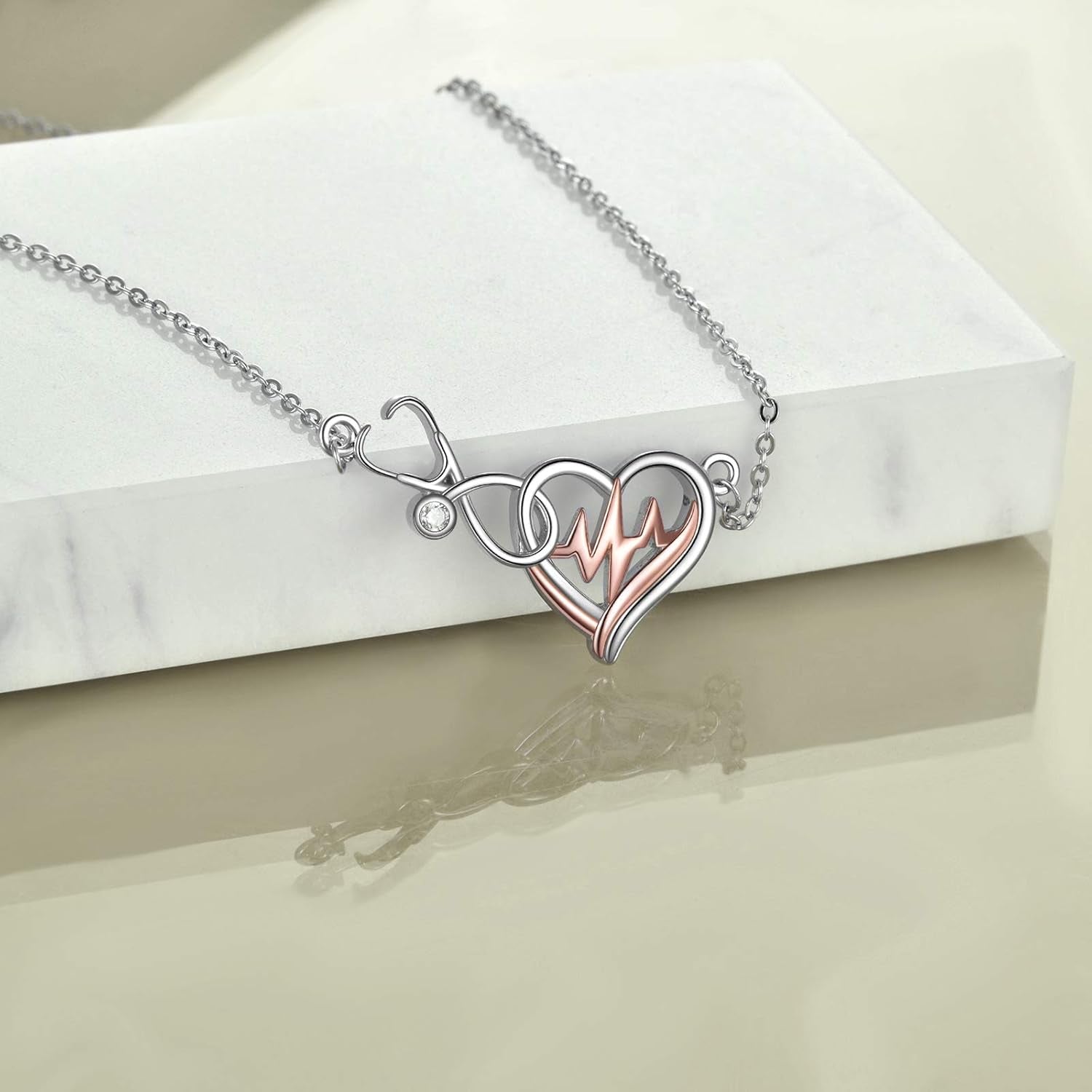 Sterling Silver Nurse Jewelry for Women Stethoscope Necklace Caduceus Necklace Nurse Christmas Gifts Nurse Themed Pendant Doctor Jewelry Graduation Gifts for Medical Student