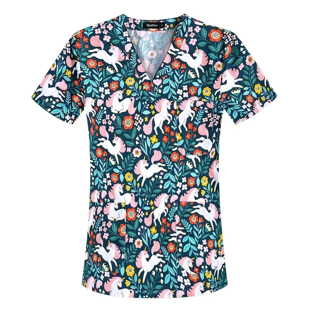 Pharmacist Dentist Veterinary Nurse New Tops Fashion Slim Beauty Scrub Clothes Spa Nurse Pure Cotton Medical Lab Medical Uniform