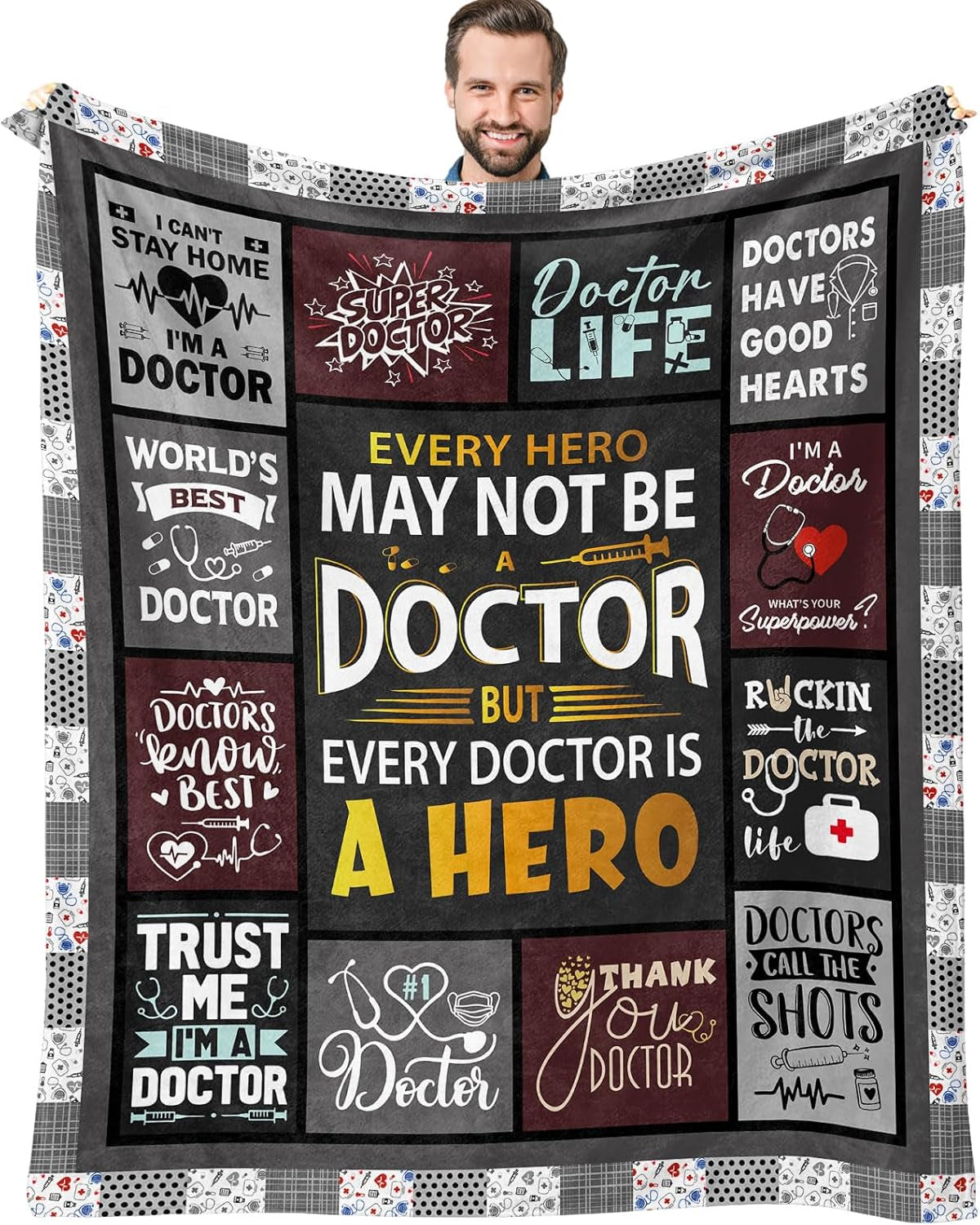 Doctor Gifts for Men - Gifts for Doctors Male - Retirement Gifts for Doctors - Male Doctor Gift Ideas - Doctor Appreciation Gifts - Thank You Gift for Doctor Throw Blanket 60"X50"