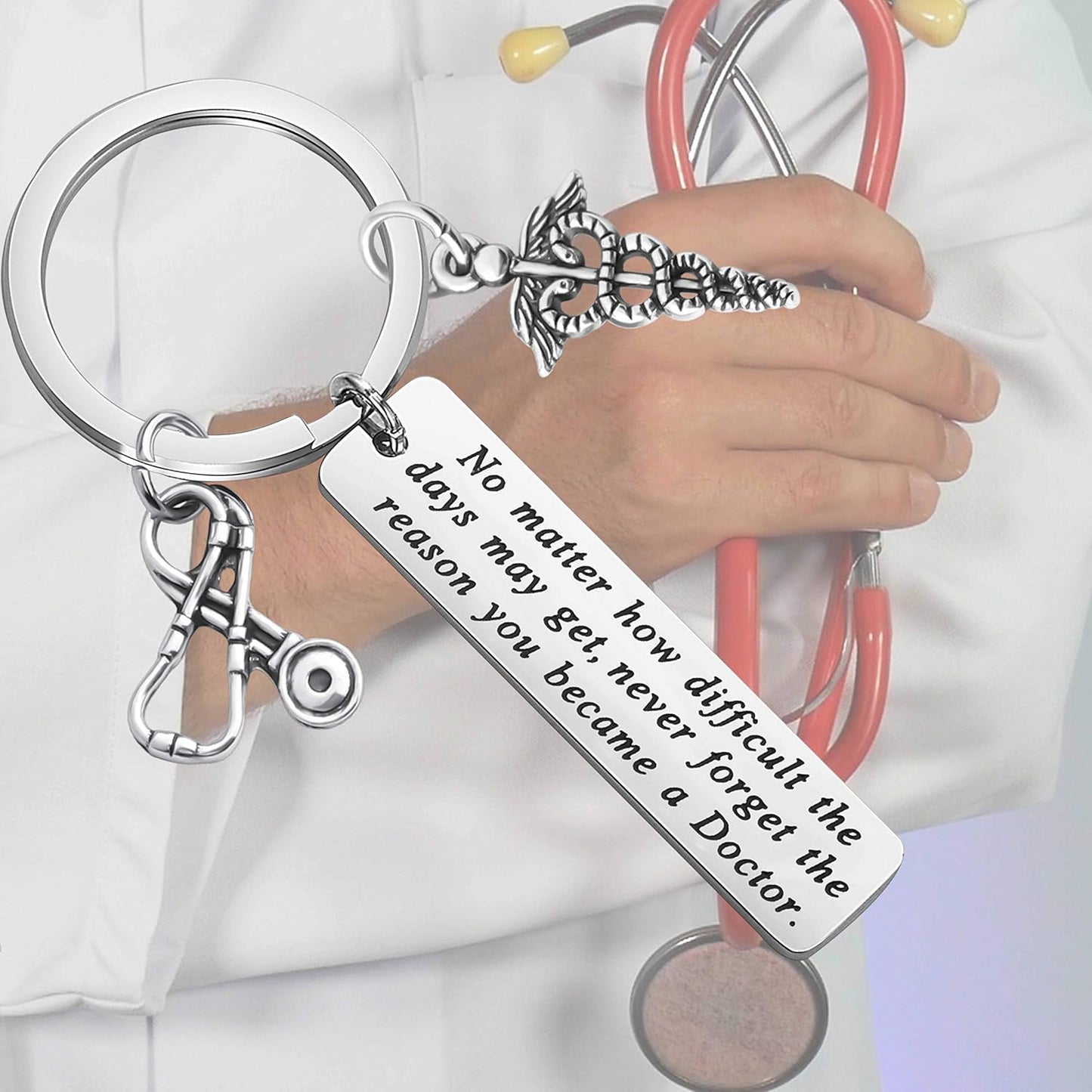 Doctor Gift Doctor Keychain Caduceus Charm Medical Doctor Jewelry Gifts for Graduation Birthday Christmas