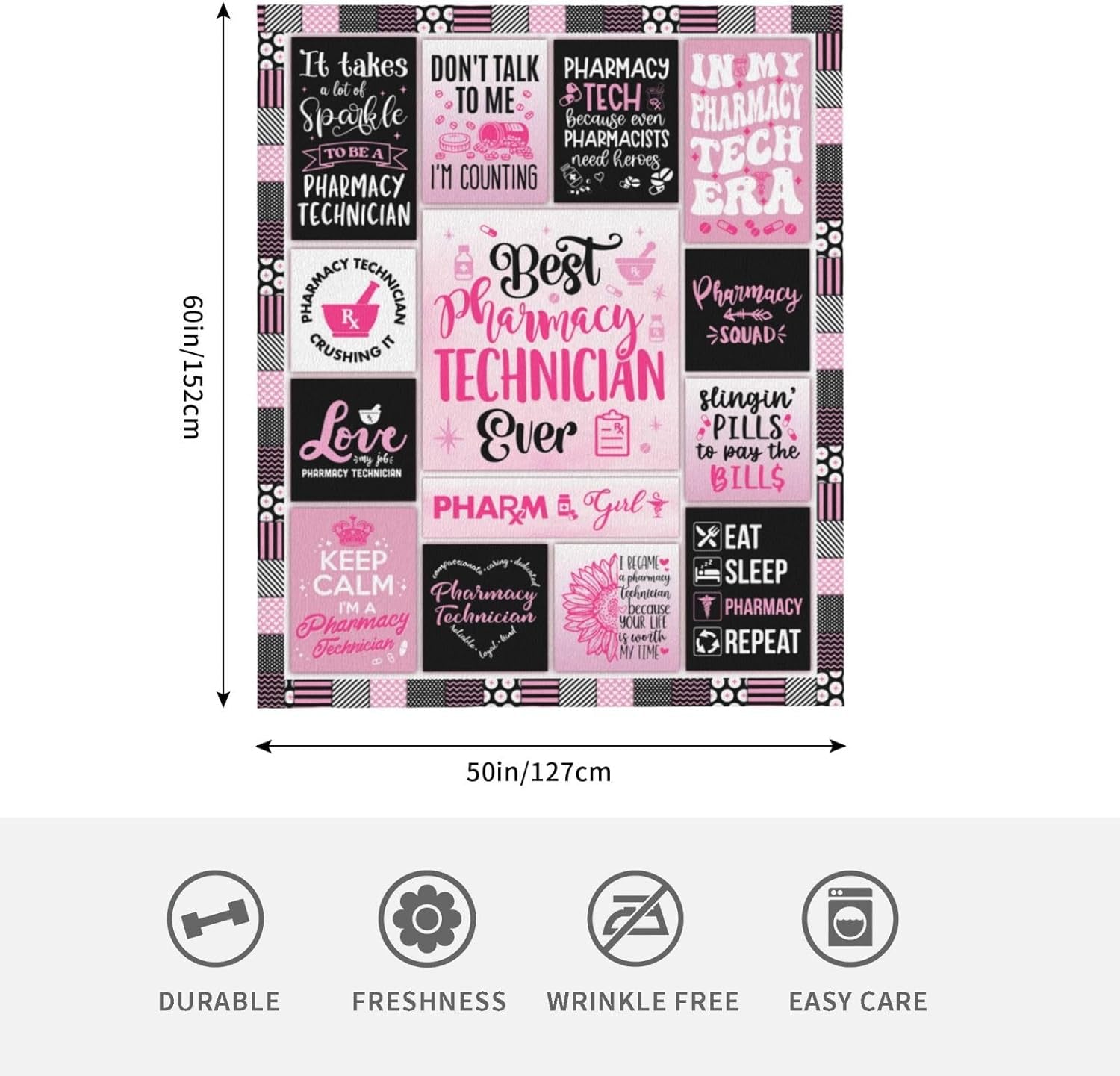Pharmacy Technician Gifts, Christmas Pharmacy Tech Gifts, Pharmacy Week Gifts, Pharmacy Technician Day Gifts for Women, Gifts for Pharmacy Technician, Pharmacy Tech Appreciation Gift Blanket 60" X 50"