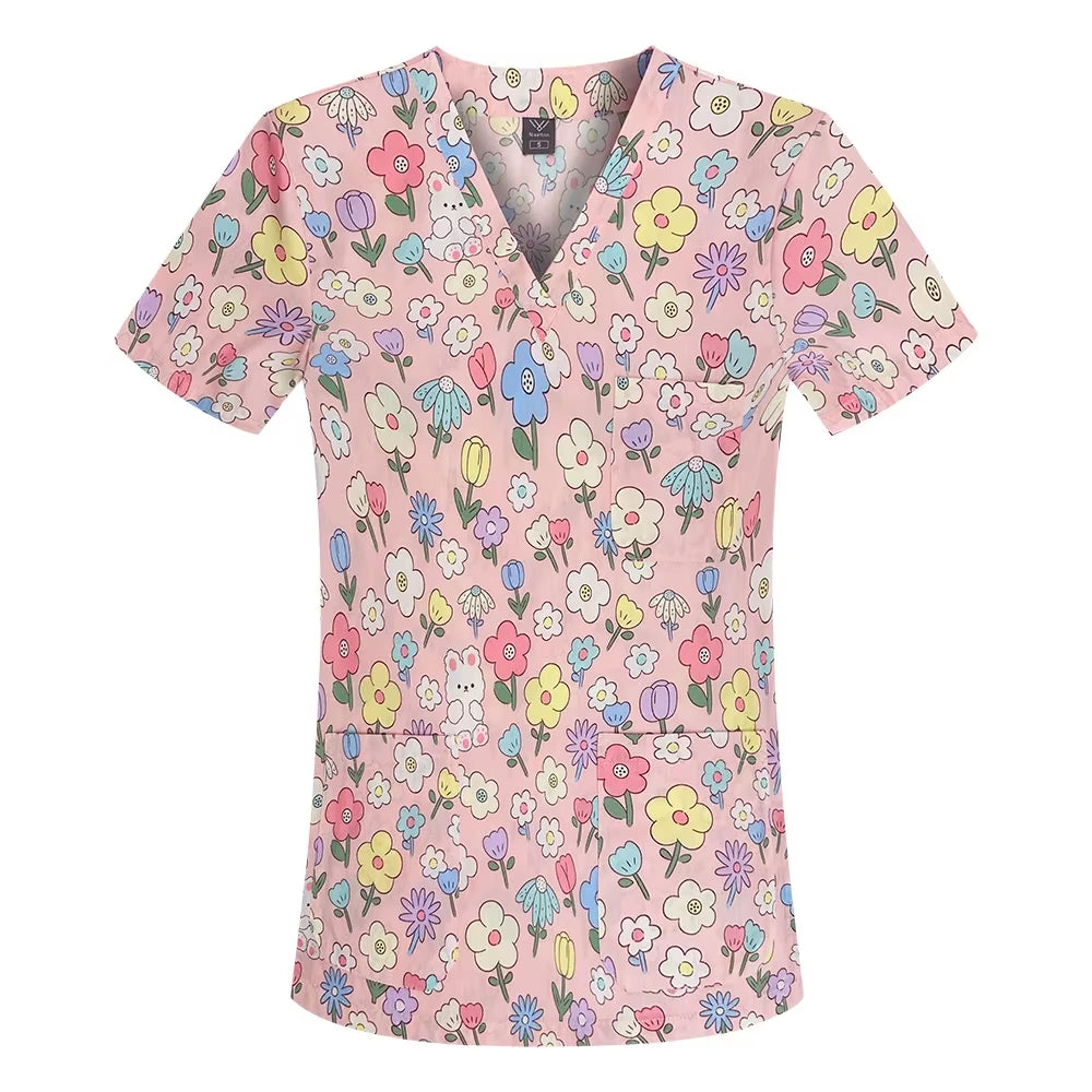 Pharmacist Dentist Veterinary Nurse New Tops Fashion Slim Beauty Scrub Clothes Spa Nurse Pure Cotton Medical Lab Medical Uniform